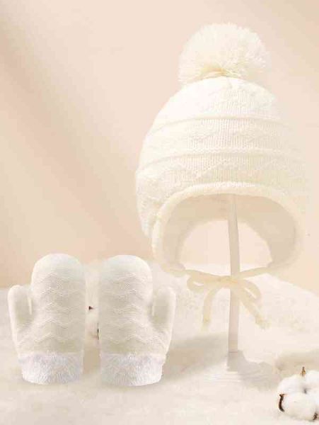

baby pom decor hat & gloves she02, Yellow