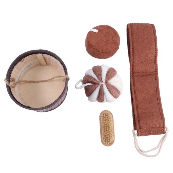 

bath accessory set 5pcs/set scrubbing supply bathroom bathing tool(light brown)