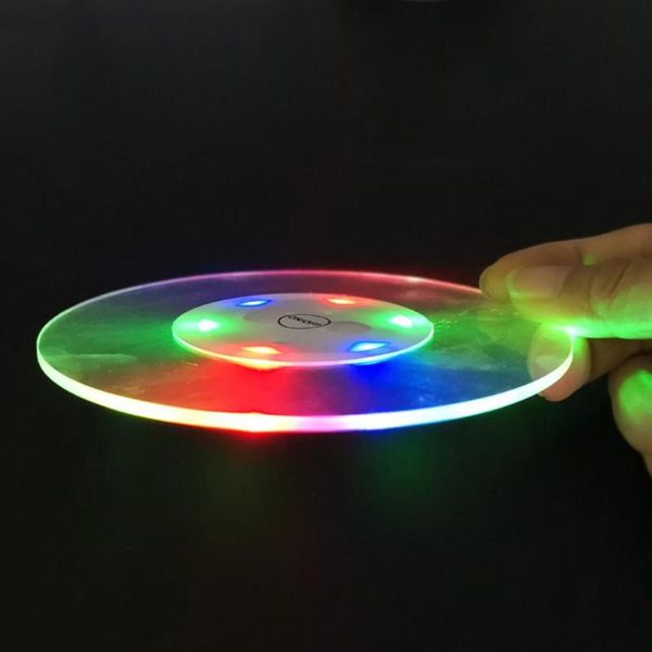 

mats & pads 1pcs 10cm colorful led glorifier drink cup mat ultra-thin bar glow coasters acrylic for xmas party wedding drop