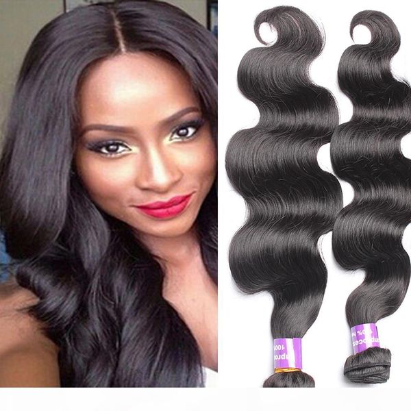 

7a unprocessed brazilian virgin hair body wave 3pcs lot brazilian body wave 100% human hair weave ing, Black