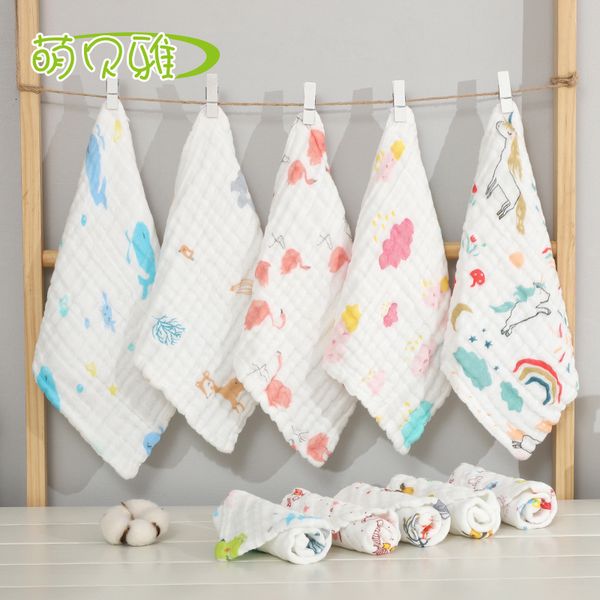 

30 * 30 children's small square soft absorbent kindergarten face saliva towel, Blue;white