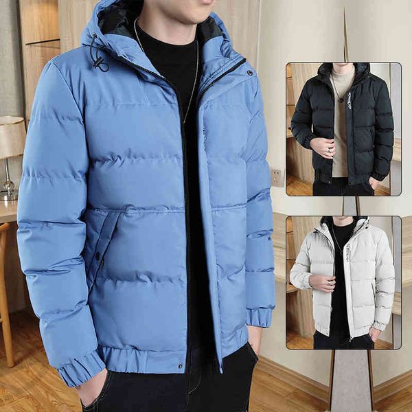 

cotton fashion stand collar men's padded et casual cloth 2021 winter down thickened warm cotton, Black