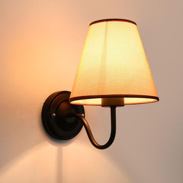 

american country creative nordic fabric wall lamp bedroom bedside lamp simple modern living room aisle light cloth e27 light