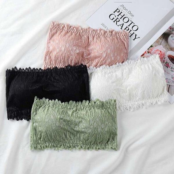 

bustiers & corsets summer thin lace one line wrapped bra back without steel ring detachable cup tube with transparent shoulder str, Black;white