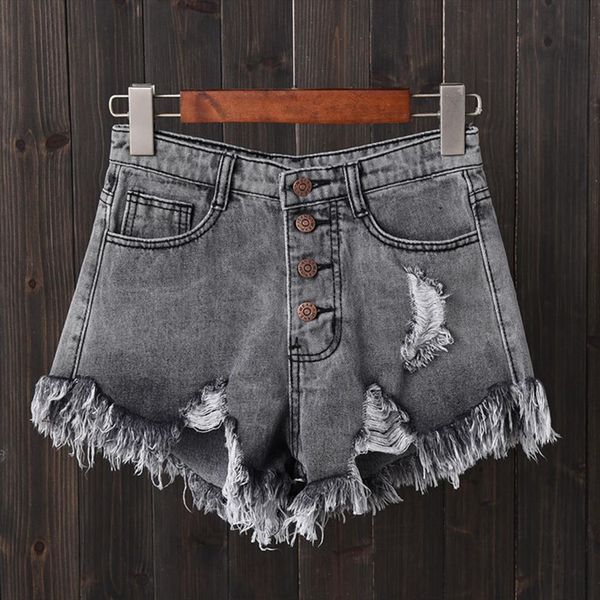 

tassel hole shorts womens jean denim short pants pantalones cortos mujer, Blue