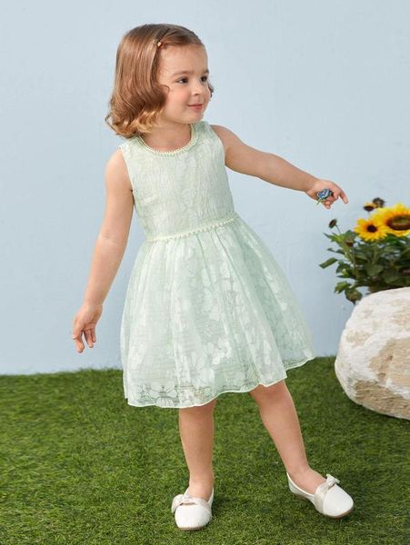 

toddler girls contrast pearls a-line dress she, Red;yellow
