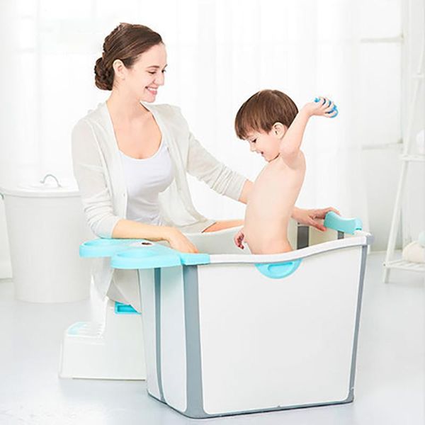 

bathing tubs & seats portable baby bathtub folding children's bath barrel large tub sit and lay wash body clean
