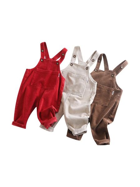 

jumpsuits baby corduroy overalls boys girls solid color button suspender pants loose trousers bottoms, Blue