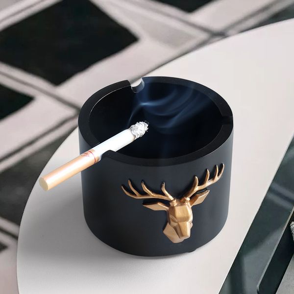 

deer head pattern windproof ashtray moden resin round square ashtray for home office l outdoor gift smokeless ashtray holder
