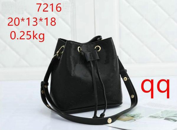 

famous women fashion handbags shoulder bags cross body clutch bag bucket plain leather string interior zipper pocket casual drawstring 20x1