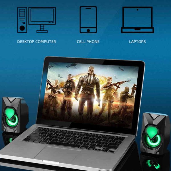 Subwoofer Altoparlanti cablati USB Illuminazione colorata RGB Altoparlante audio stereo 3D PC Laptop MP3 MP4 Smartphone