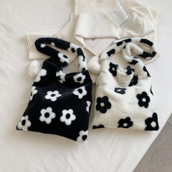 

evening bags women shoulder vintage female flower printing leisure winter plush fashionable handbag