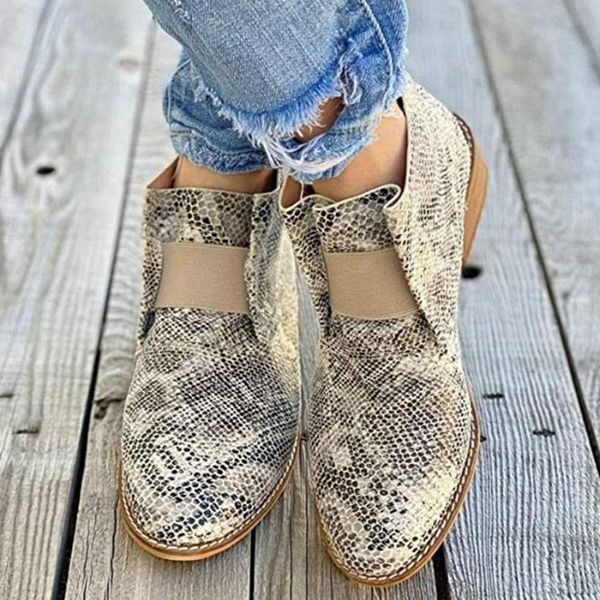

boots mcckle women fashion comfort shoes sewing low heel ankle snake ladies female footwear autumn 2021 plus size, Black