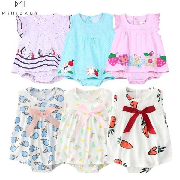 Baby Strampler Sommer Mädchen Kleidung Sets Nette geborene Kleidung Kleinkind Mädchen Roupa Infant Overalls 211101