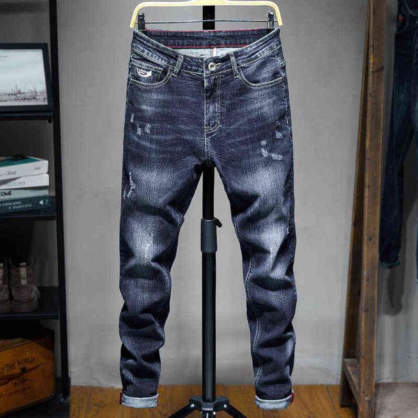 

men's jeans zipper leggings side slim men's jeans, Blue
