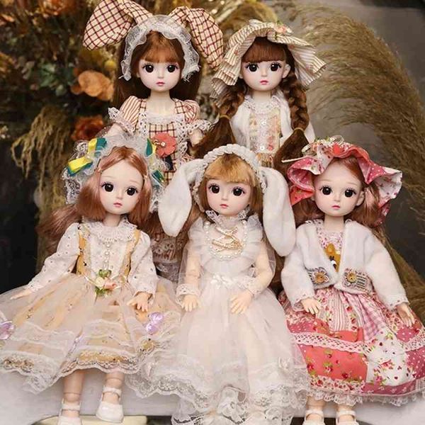 

new 30cm 1/6 bjd little cute 21 removable joint princess beauty makeup doll fashion dress diy toy gift girl