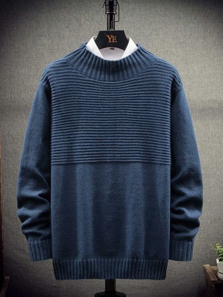 

men solid mock neck sweater without shirt u4p0#, White;black