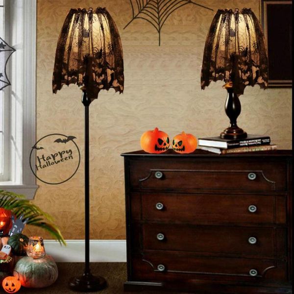 Lâmpada cobre tons 152x51cm preto laço halloween shade capa aranha web bat janela cortina de porta lareira lenço decor