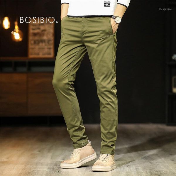 

summer autumn casual pants men cotton slim fit chinos fashion solid trousers male brand clothing g3557 men's, Black