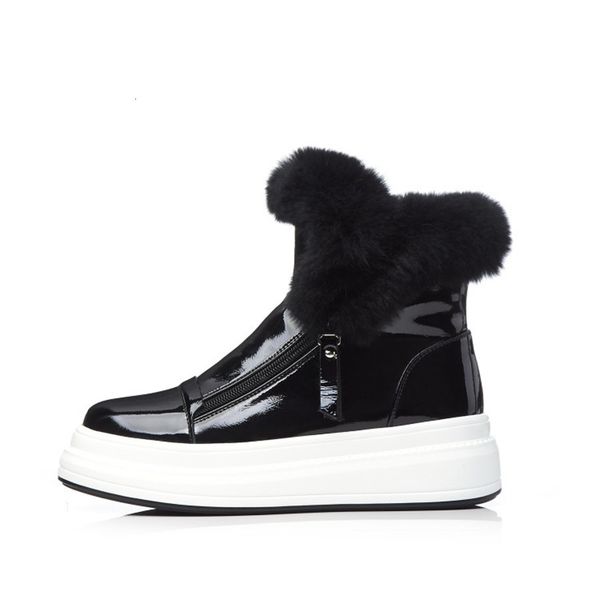 

2021 new university style short round head muffin warm soles retro snow women's boots 143g, Black