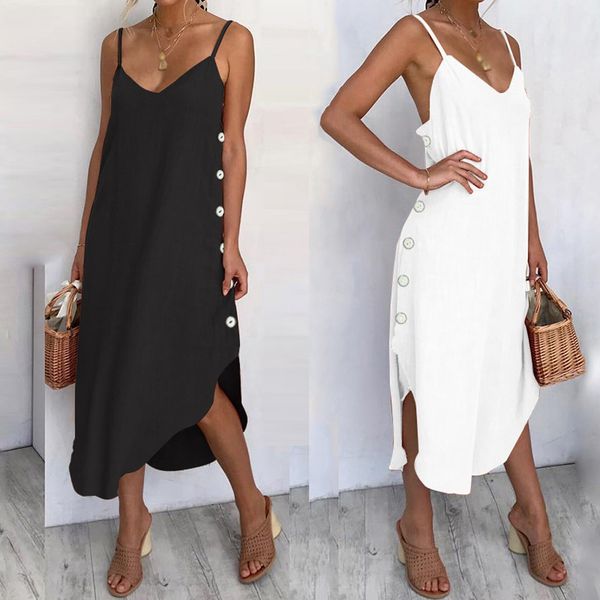 

2021 new women dress low cut irregular loose leisure sleeveless elegant party prom dresses fashion vestidos plus size s-5xl, Black;gray