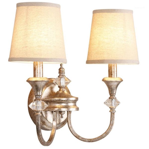 

wall lamp american country iron candlestick lamps bedroom loft retro living room crystal sconces lights study aisle deco lighting1