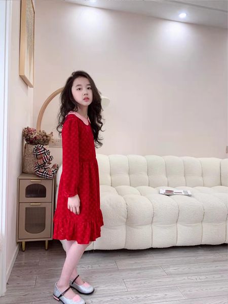 

fashion flower kid girl dresses red color set 90-160cm boutique summer clothes wholesale popular 2022, Red;yellow
