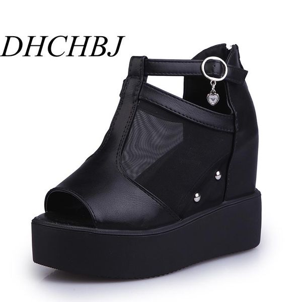 

dress shoes high heeled sandals female increased thick bottom summer 2021 women wedge with open toe platform, Black