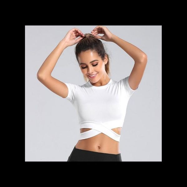 

yoga outfit women exposed navel t-shirts long sleeve running shirts sports quick dry fitness gym crop sport wear