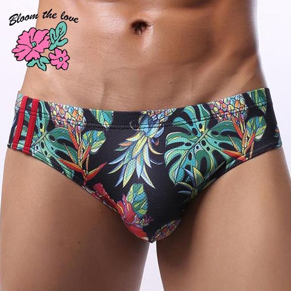 

underpants [bloom the love] brand brief men underwear print mens briefs comfortable cuecas masculina homme man boxershorts -2xl, Black;white