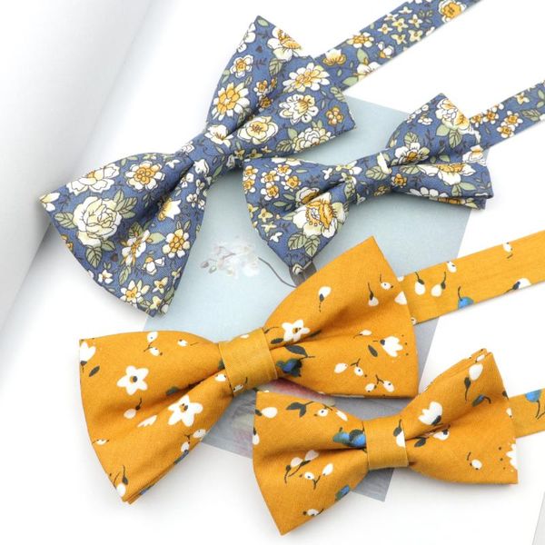 

neck ties cartoon vintage flower printed adjustable bowtie sets cute cotton kids adults pet men floral butterfly wedding party accessory, Blue;purple