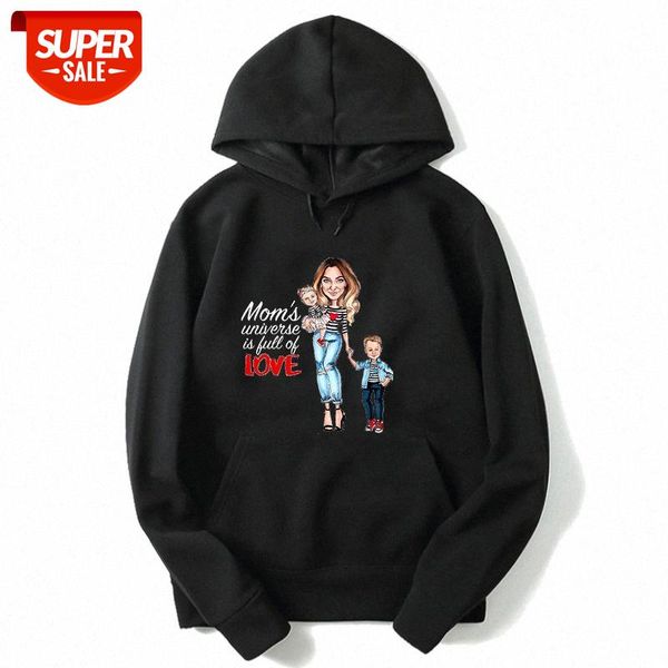 

super mama print sweatshirt and fleece hoodie sportswear #eh8p, Black