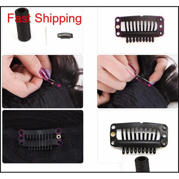 

tape in hair extension button hair clip snap for skin weft clip hair extension qylyko bdehair, Black;brown