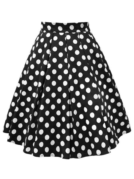 

skirts wiplao cotton summer women skirt red black white polka dot high waist vintage tutu skater faldas mujer casual swing midi