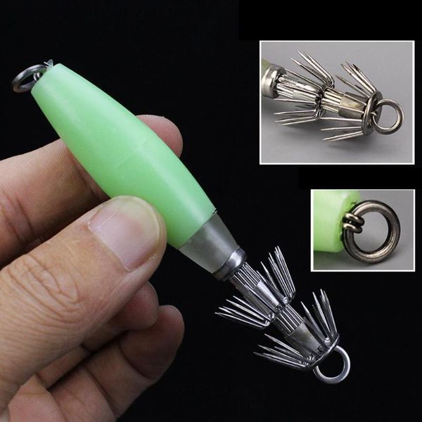 

fishing hooks 1 pcs 14g/10cm abs plastic luminous simulation squid jig hook hard lure bait with transparent bag