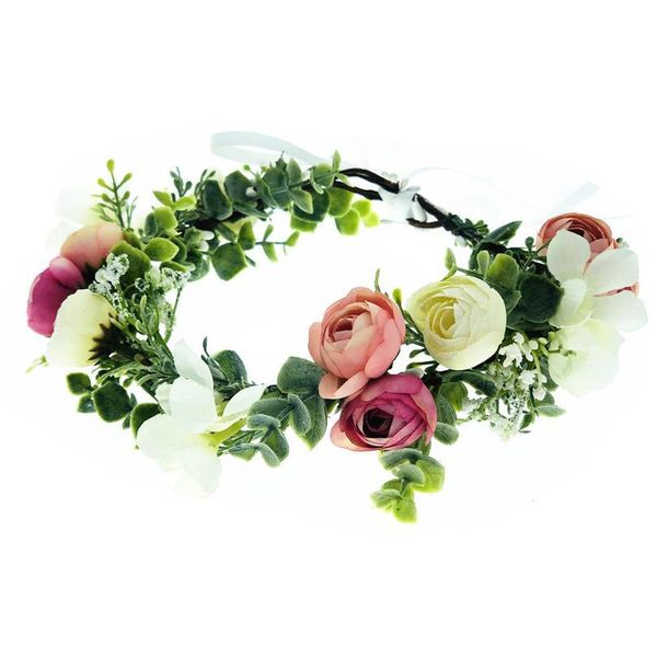 

rose flowers wreath crown festival headband bride women hair accessories headdress flower garlands wedding qyladv