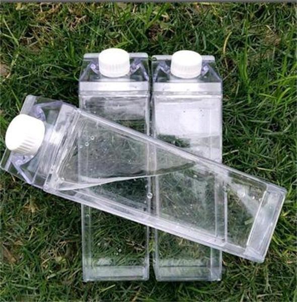 

milk carton water bottle 500ml transparent square high capacity cup plastic coffee drink mug originality