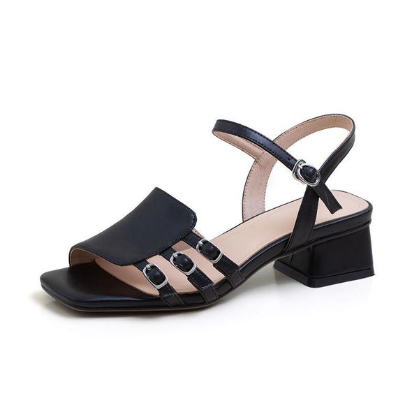 

marlisasa women classic black peep toe square heel sandal shoes lady casual sweet green heel sandals sandales femmes f6314