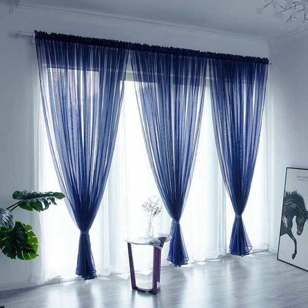 

curtain & drapes 1pcs nordic simple translucent pure color finished gauze bedroom bay window balcony living room f8355