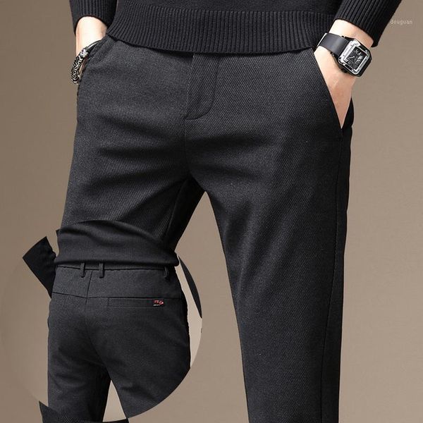 

autumn brand trousers men's suit casual pants straight business office dress large size classic men, Black