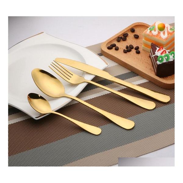 

high-grade gold cutlery flatware set spoon fork knife tea spoon stainless steel dinnerware set ki jllpnk sport77777