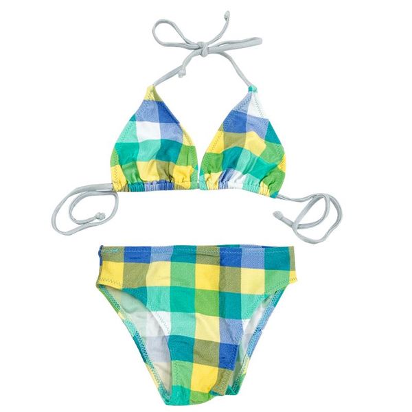 

fast and delivery baby girl bikini, kids toddler plaid swimsuit backless swimsuit bikini set