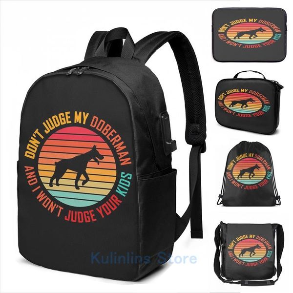 

backpack graphic print dont judge my doberman and i wont your kids usb charge men school bags women bag travel laptop
