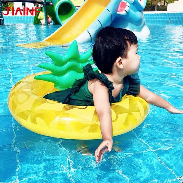 

life vest & buoy 0-4 age child yellow pineapple anti-rollover inflatable swimming pool seat ring pvc material accessories drop