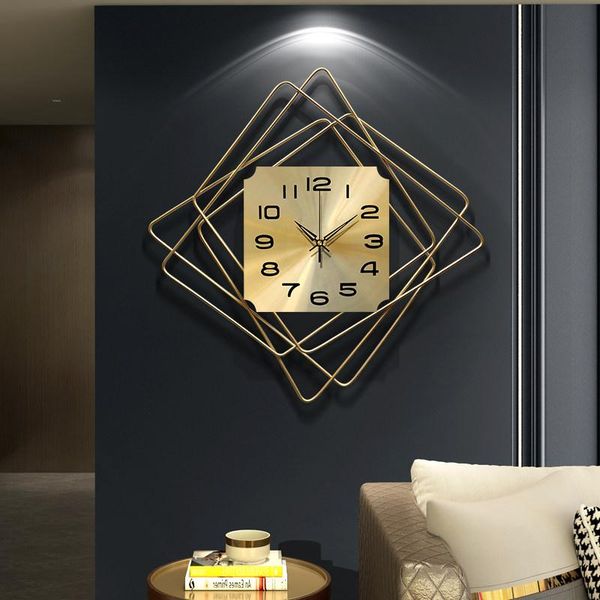 

modern wrought iron square shape wall clocks home livingroom wall mural decoration l lobby mute clock sticker crafts