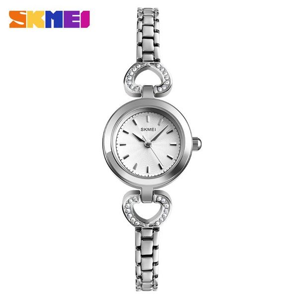 

wristwatches skmei women watches fashion stainless steel strap 3bar waterproof ladies watch quartz 1408, Slivery;brown