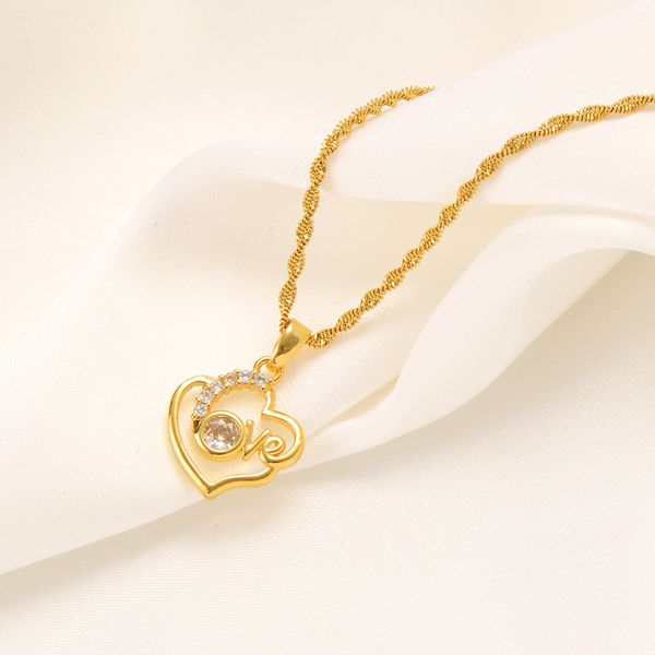 

love heart pendant 22ct thai baht g/f 18k fine solid yellow gold valentine day necklace charm 0.30 ct diamond cz, Silver