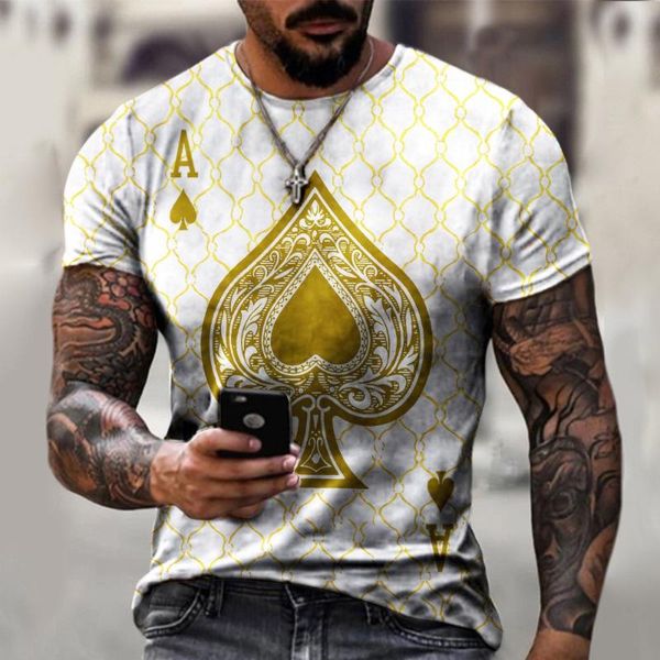 

men's t-shirts short sleeve breathable t-shirt summer 2021 3d printing playing cards fashion clothing round necstyle shirt, White;black