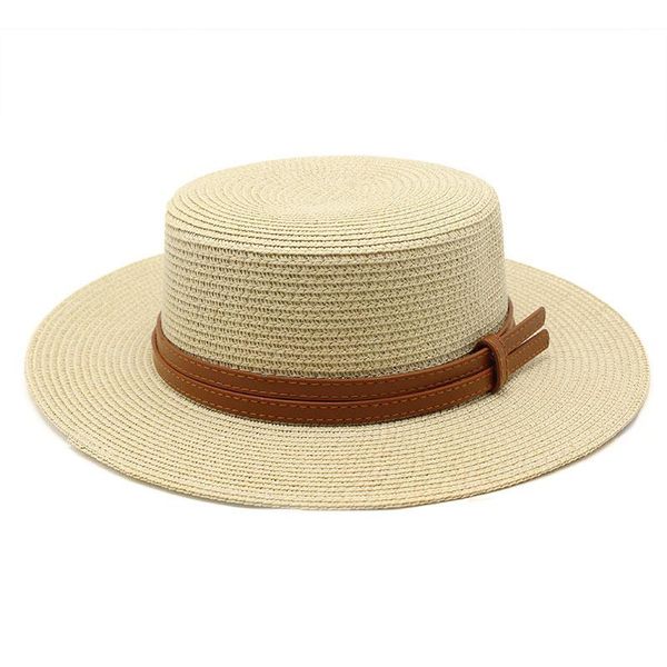 

wide brim hats women sun hat summer straw with cowhide belt men panama fedora braid beach lady british style chapeau jazz cap, Blue;gray
