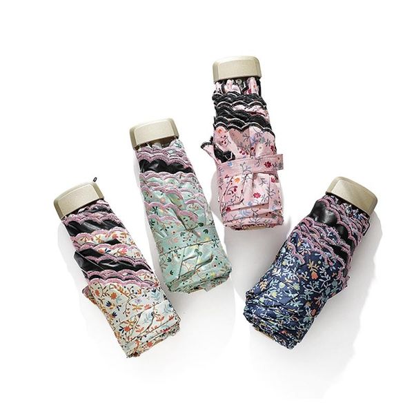 

umbrellas double-layer embroidery umbrella lace uv-proof tri-fold sun